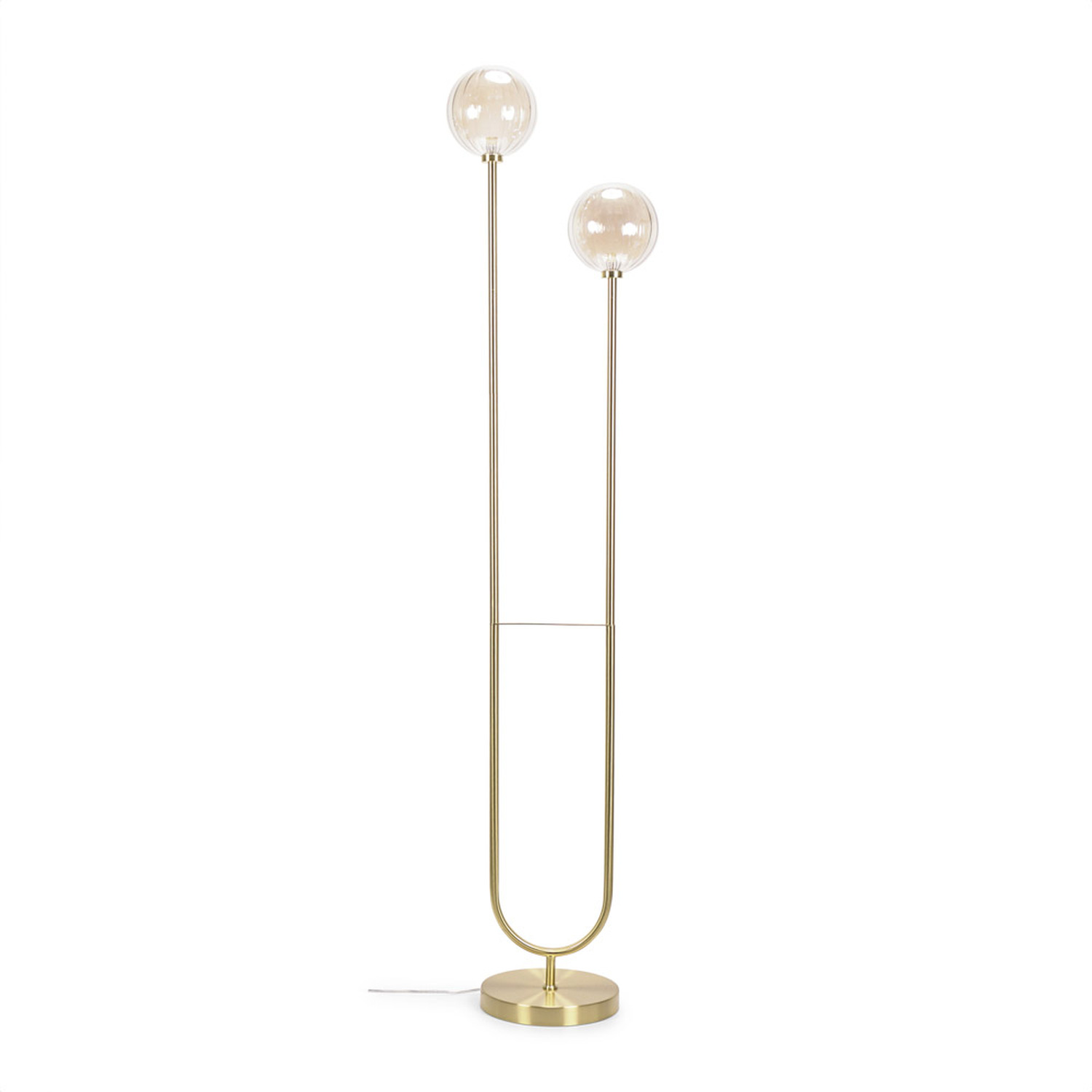Chessy Asymmetric Ribbed Glass Gold Dual 2 Way Stem Floor Lamp with LED Bulbs - Gold