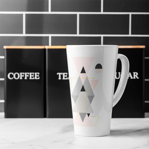 Pink  Grey Geometric Triangles Latte Mug