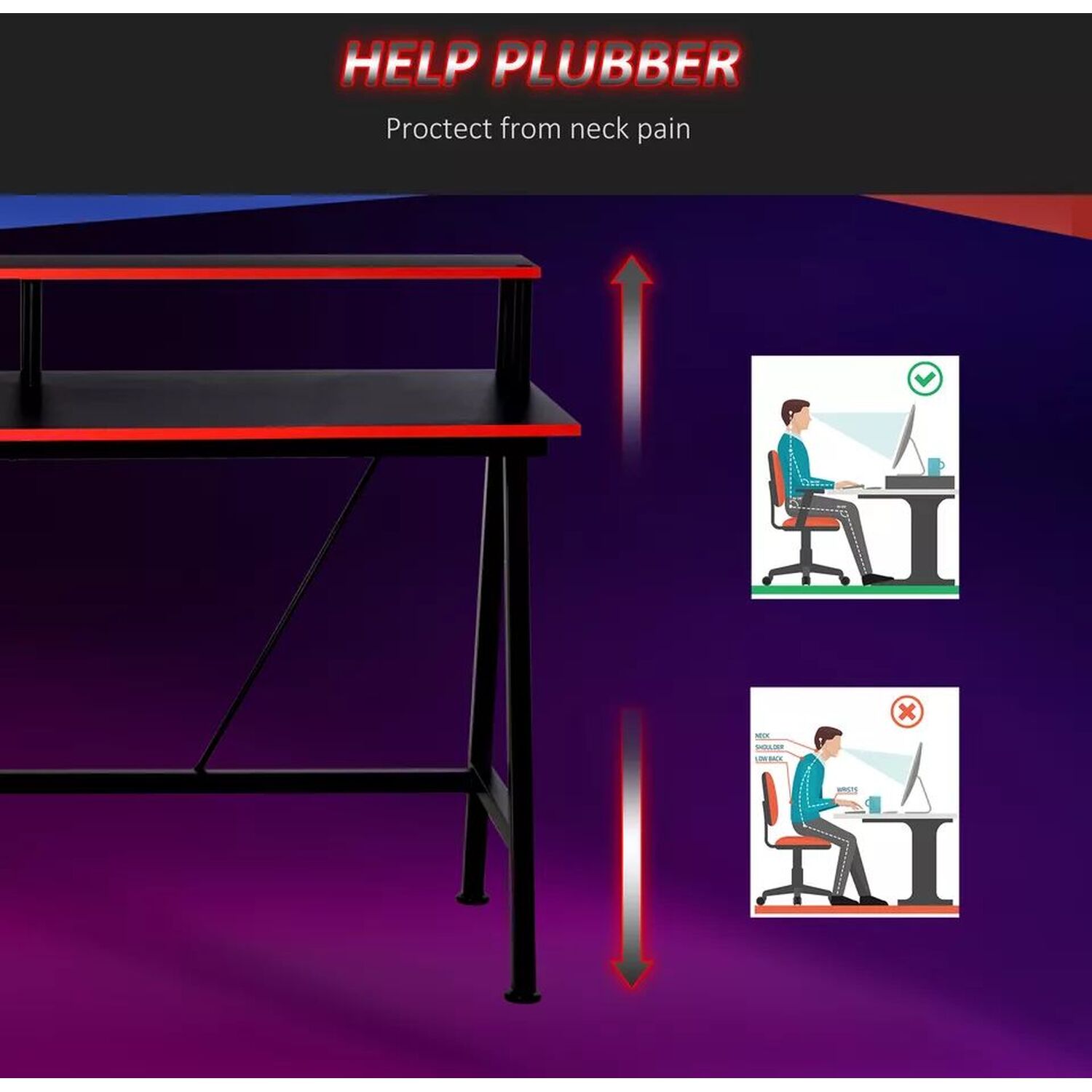 L Shaped Gaming Computer Desk - Red And Black
