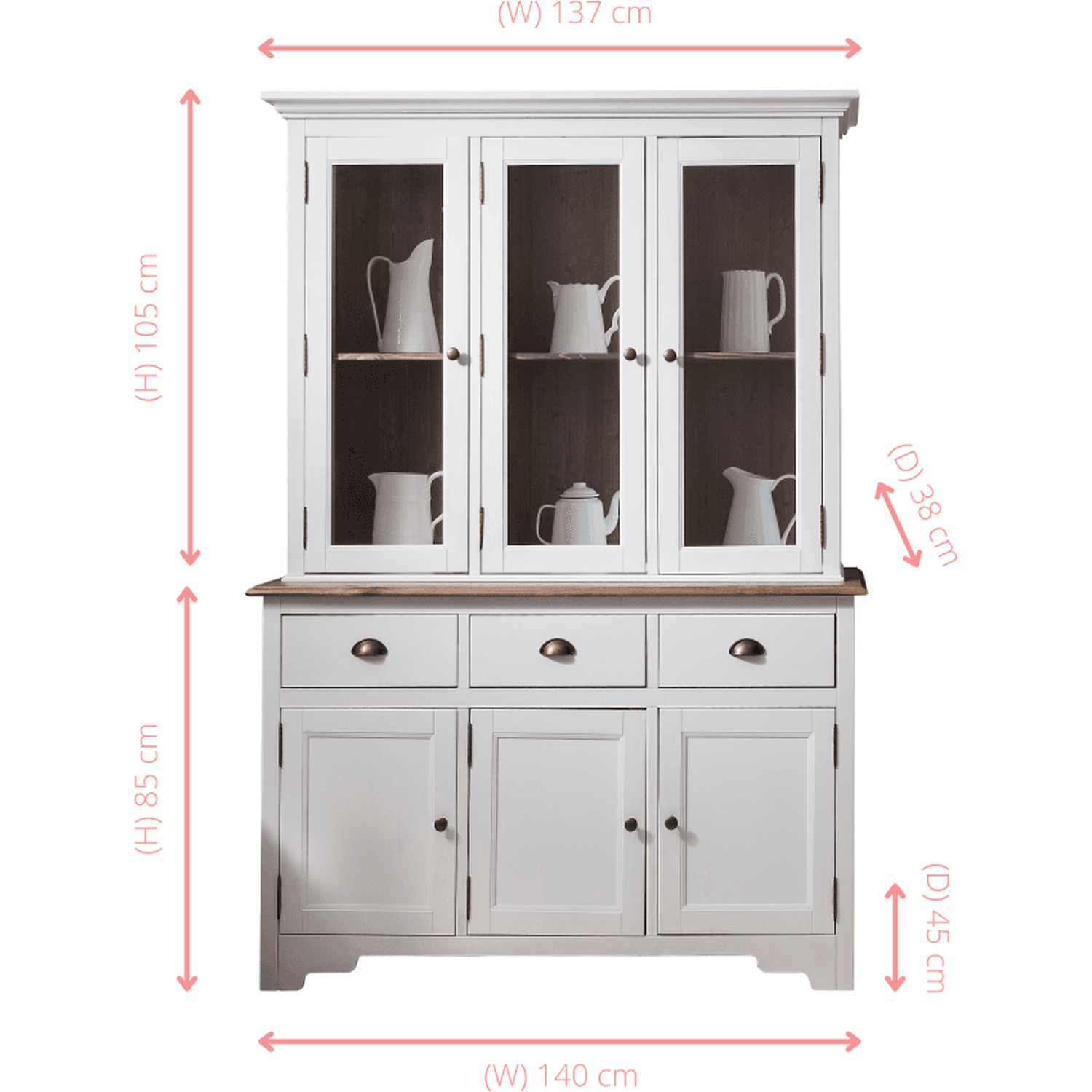 Canterbury Sideboard In White And Dark Pine - White