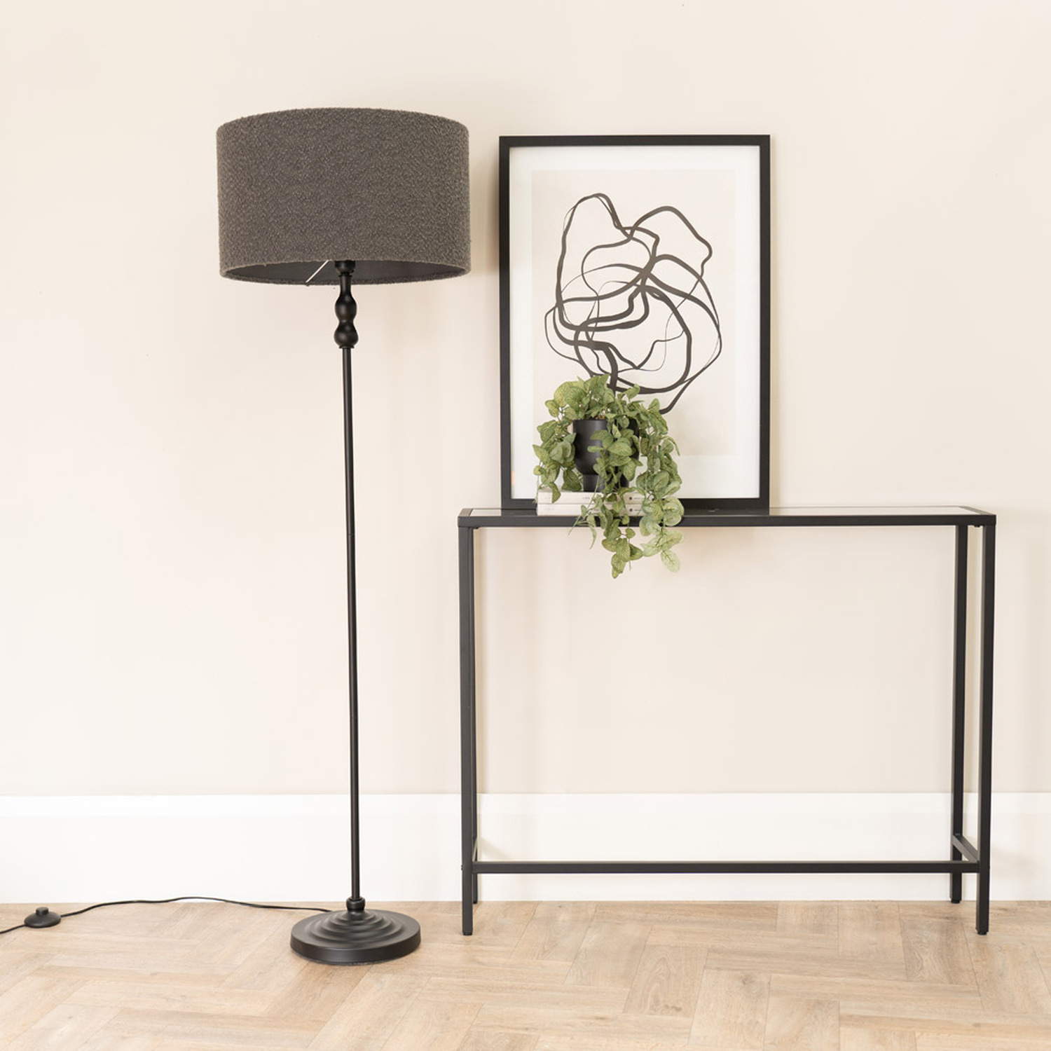 Image of Maggie Candlestick Floor Lamp with Boucle&hellip;