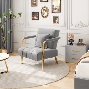 Yaheetech Velvet Accent Armchair with Pillow