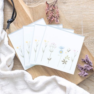 Set of Floral Glass Coasters
