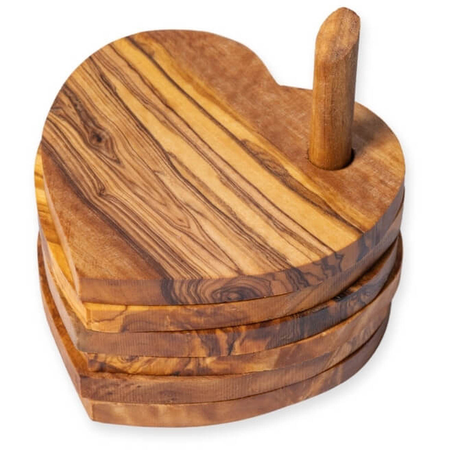 Image of Olive Wood Heart Shaped Coasters On&hellip;