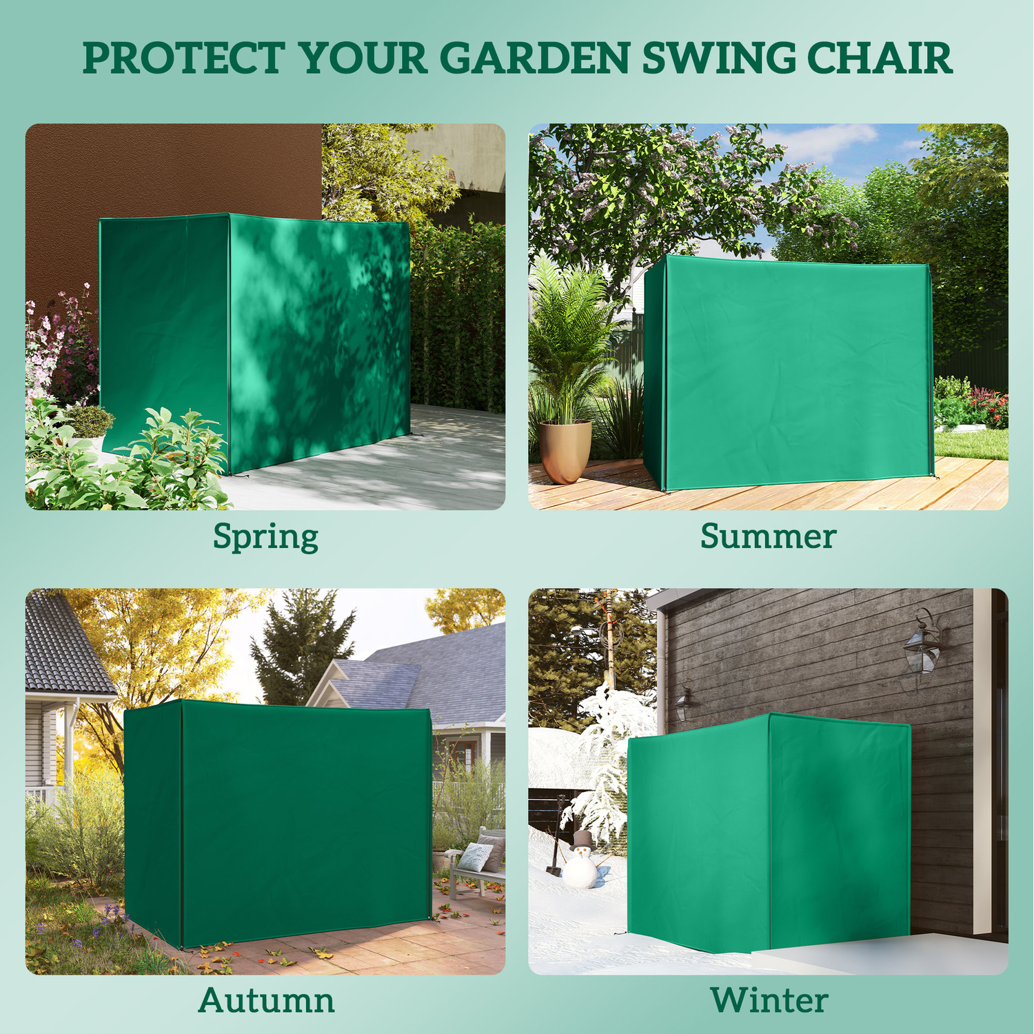 thumbnail image 2 of Green Waterproof Swing Cover – Fits 2/3 Seat Patio Swing Chair Bench – Replacement 2 of 2