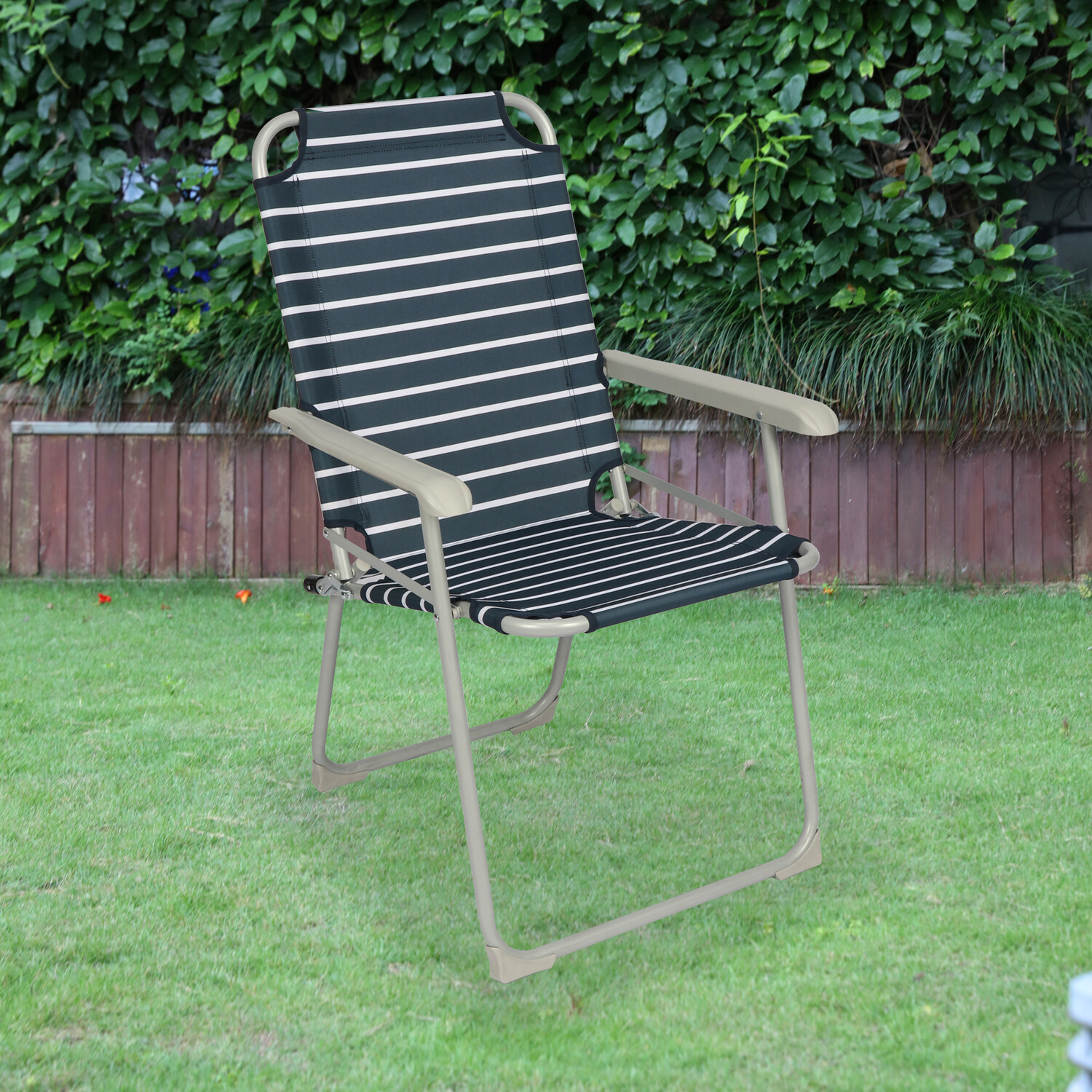 Folding Stripe Camping Chair - Navy