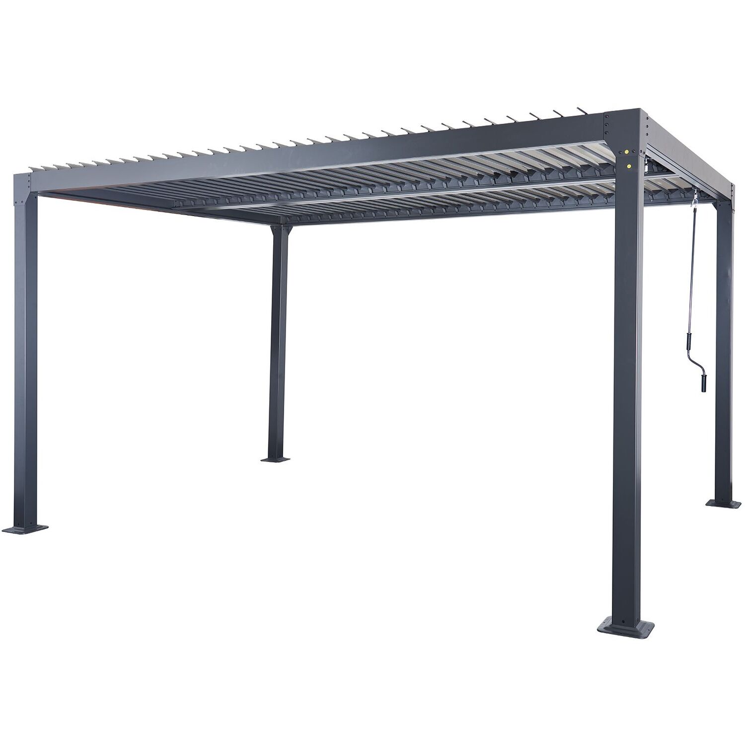 Aluminium 4m Rectangular Louvered Pergola - Charcoal