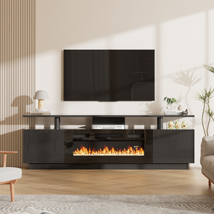 Electric Fireplace TV Stand with Raised Shelf