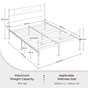 White / King Metal Bed Frame with Curved Design shot 7594685