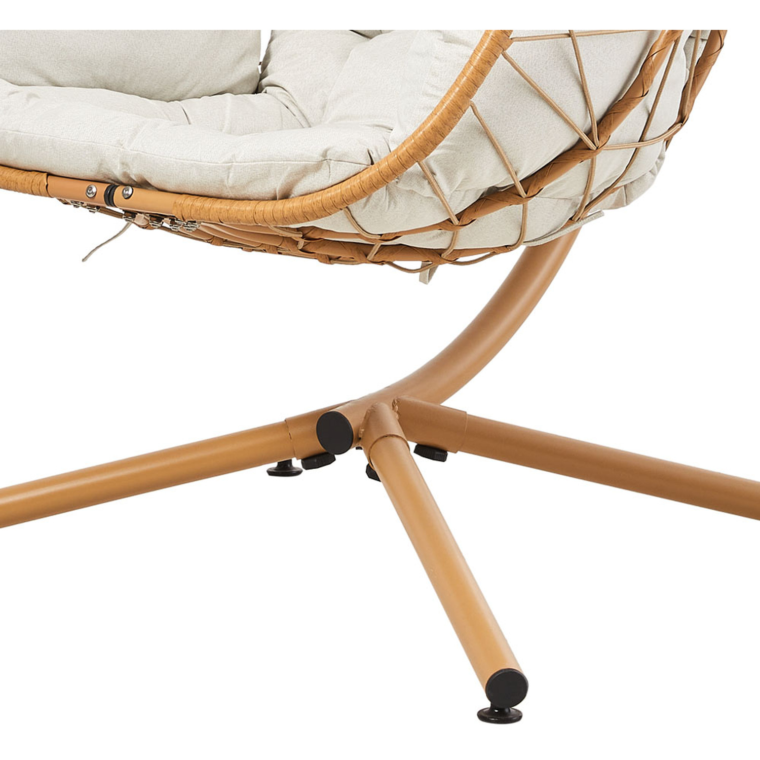 Garden Hanging Egg Chair With Cushion And Headrest - Beige