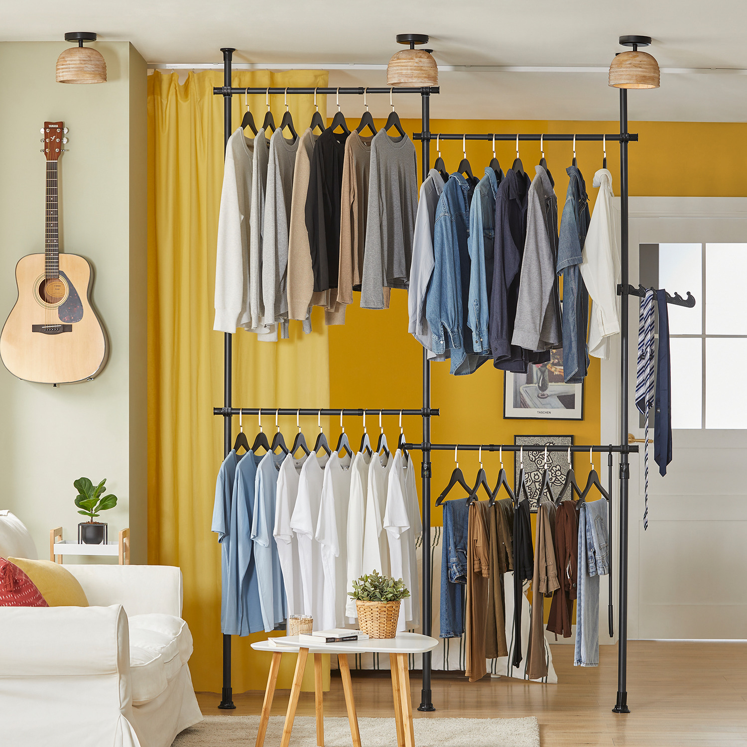 Sobuy Black Adjustable Wardrobe Organiser - Black