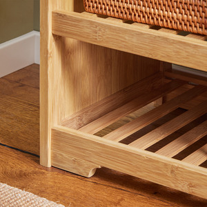 Brown SoBuy Bamboo 2 Tiers Shoe Rack shot 7757664