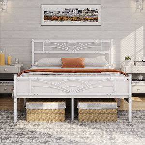 White / Double Metal Bed Frame with Cloud Design shot 7824538