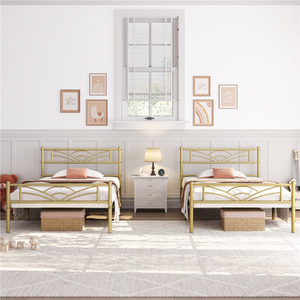 Antique Gold / Single Metal Bed Frame with Cloud Design shot 7824835