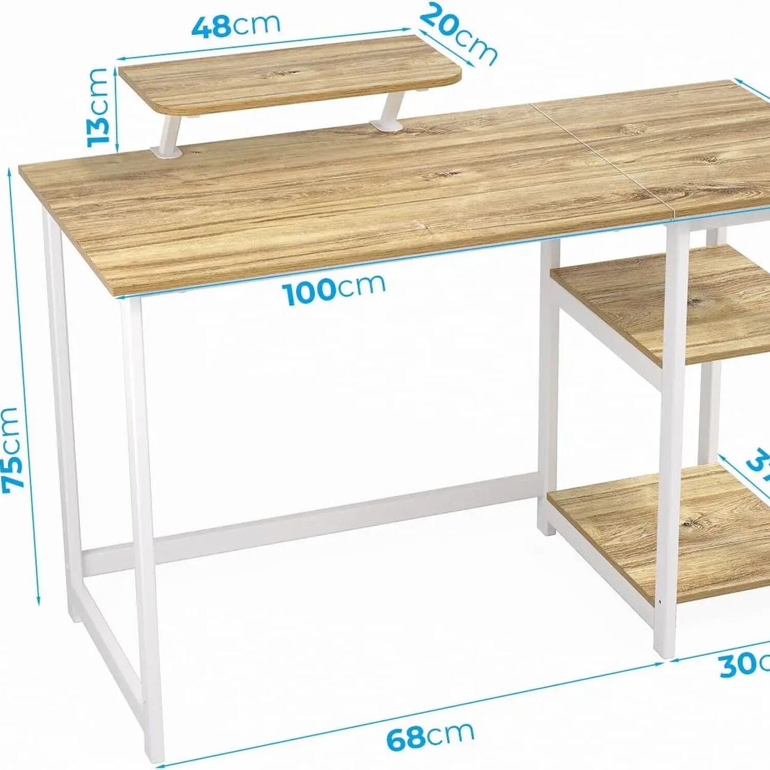 Desk With Monitor Stand - Brown