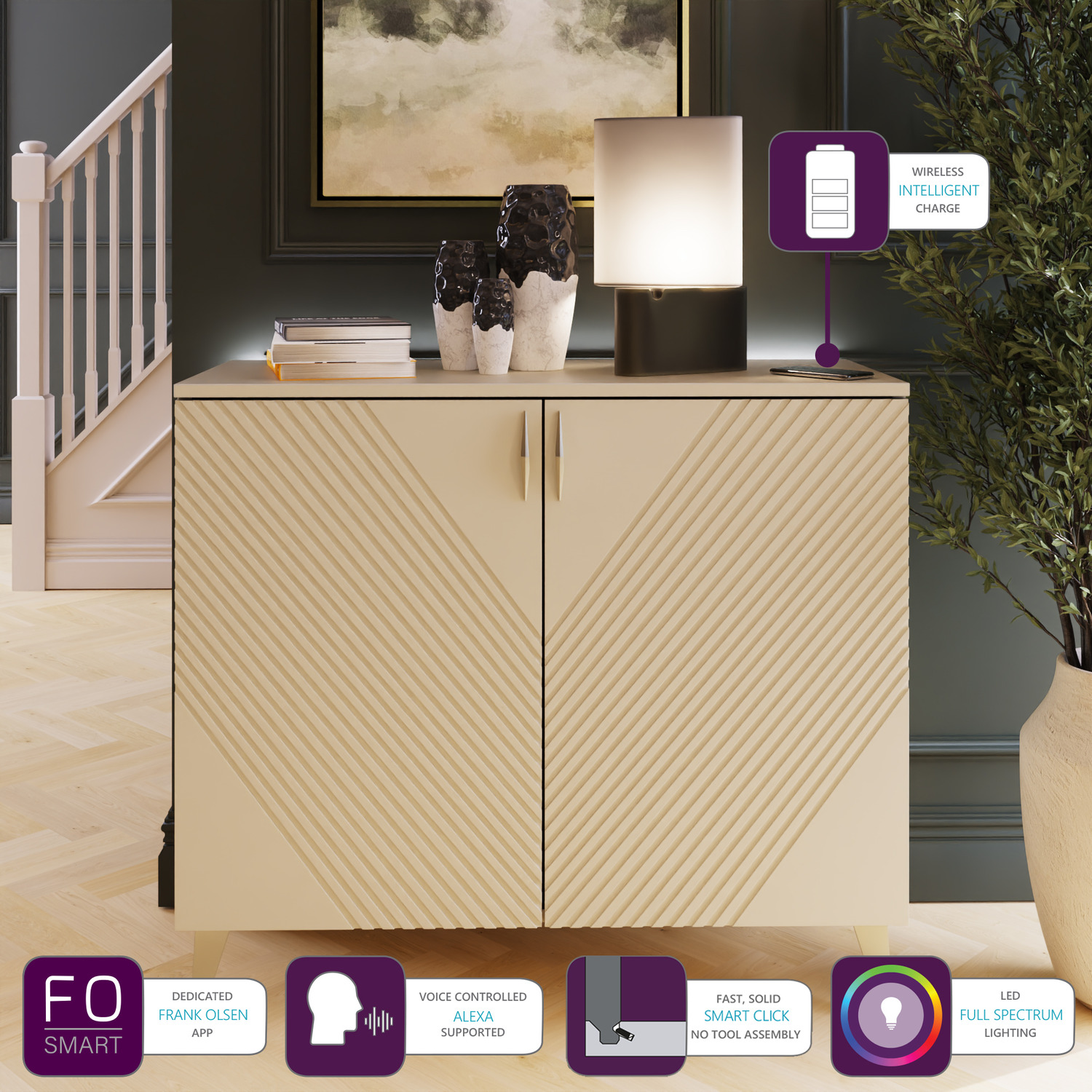 Ava Tall Sideboard - White