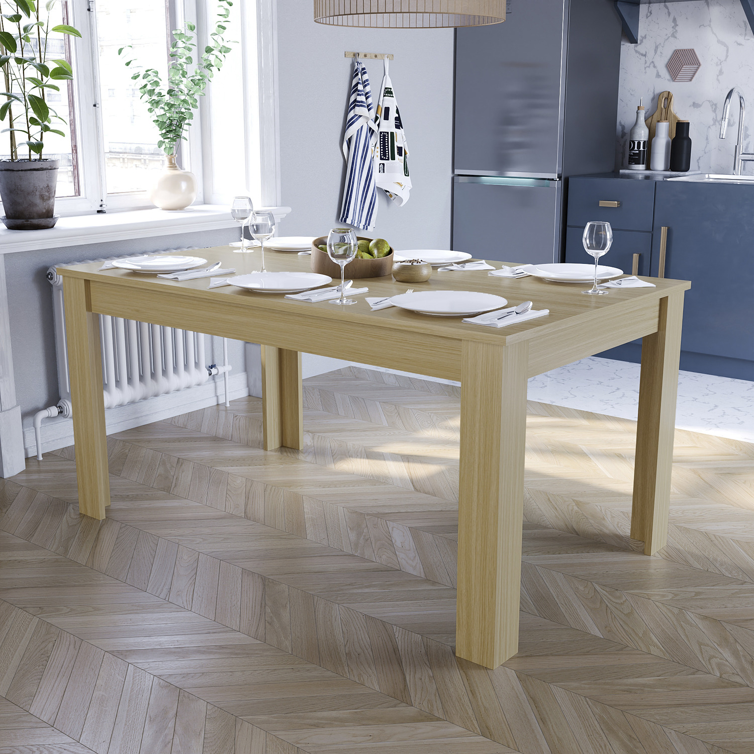 Medina Wood Effect Dining Table - Oak / 150cm