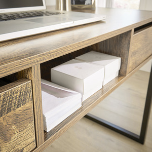 Oak Home Source Toronto 2 Drawer Industrial Computer Desk shot 8380986