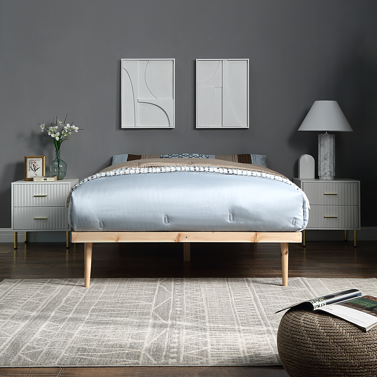 Wooden Platform Pine Bed - Pine Double Platform Bed Frame