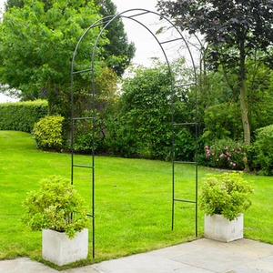 Black Metal Garden Arch 2.4M Decorative Climbing Plant Support Arch