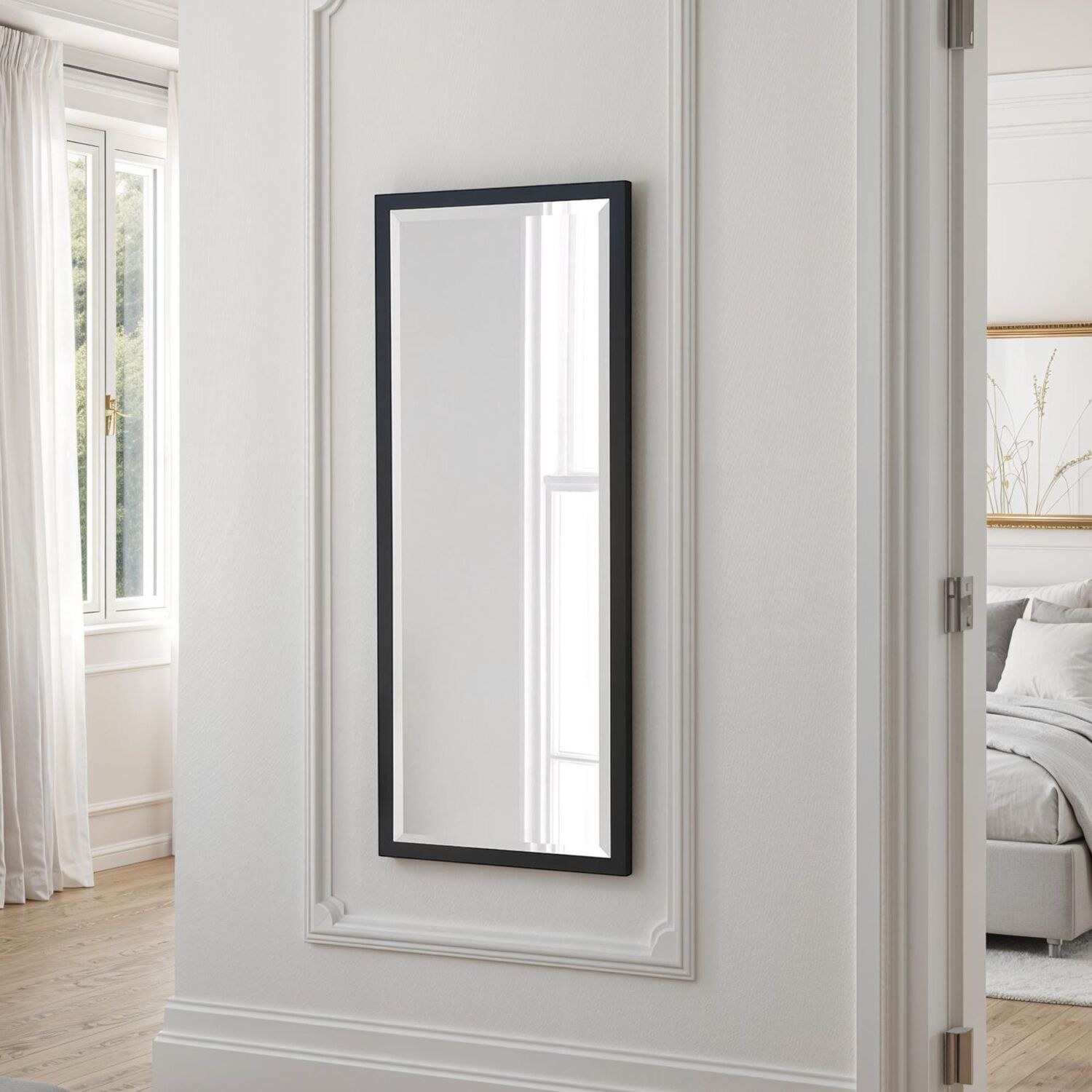 Eternity Full Length Bevelled Mirror - Black 156 5x65cm