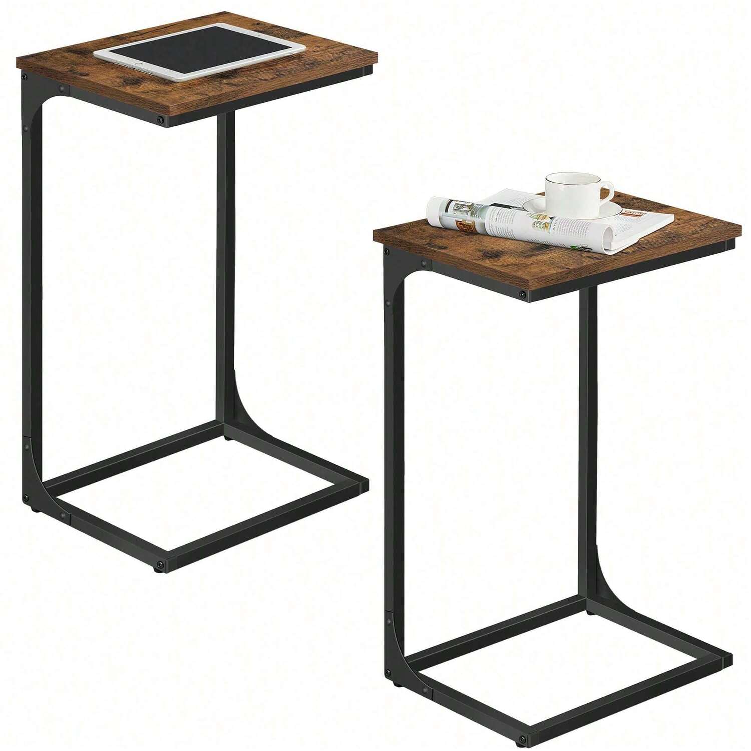 Vasagle Set Of 2 C-shaped Side Table - Bronze