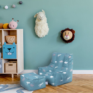 Kids Printed Bean Chair with Footstool
