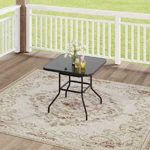 Garden Tempered Glass Table with Parasol Hole