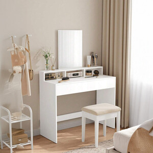 VASAGLE Modern Dressing Table with Large Mirror