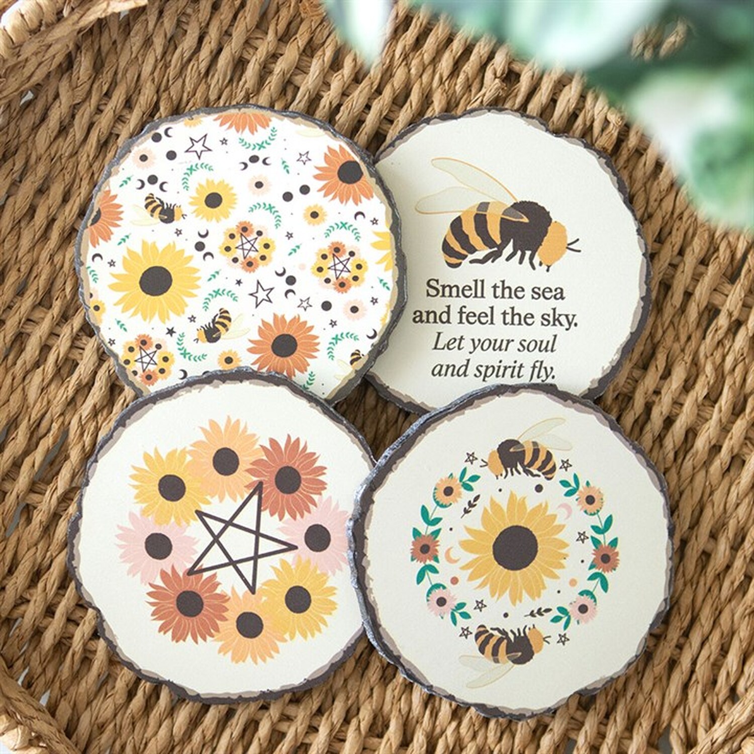 Image of Summer Solstice Wood Slice Coaster Set&hellip;