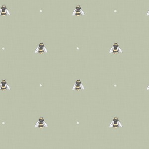 Bumble Bee Wallpaper in Sage Green