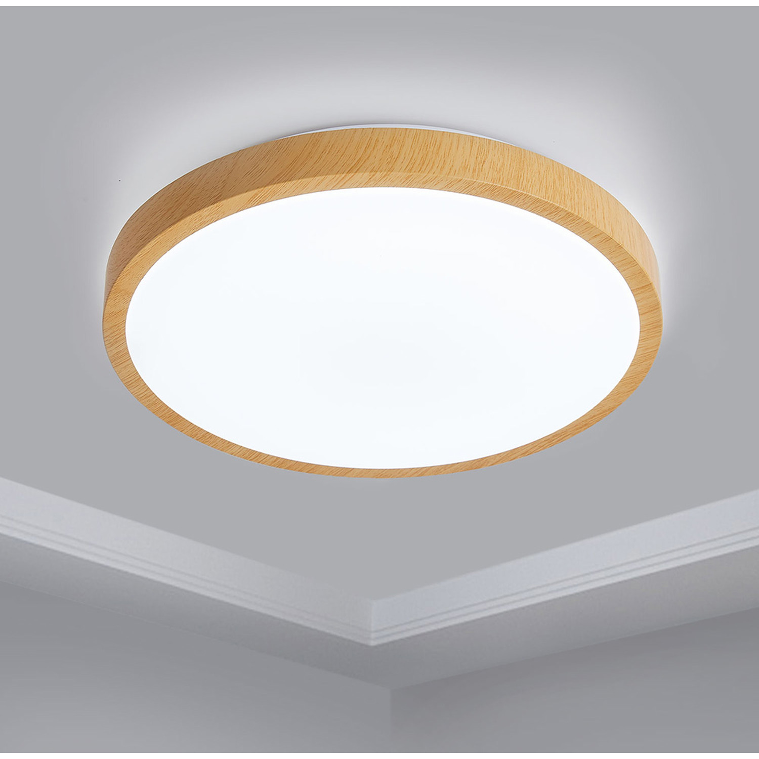 Image of Round Wood Effect Ceiling Light for&hellip;