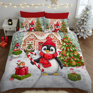 Velosso Sweet Penguin Candy Cane Duvet Set