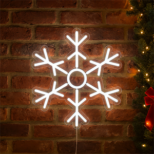 Xmas Haus 36X32cm Neon Snowflake 1.5M Cable Usb Indoor