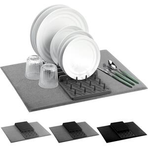 Microfibre Dish Drying Mat with Draining Rack 2 in 1