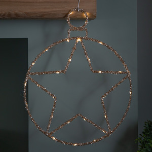 Light up Christmas Gold Star Ball with Twinkling Warm White LEDs
