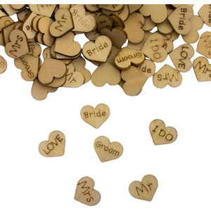 Wedding Confetti Wooden Hearts