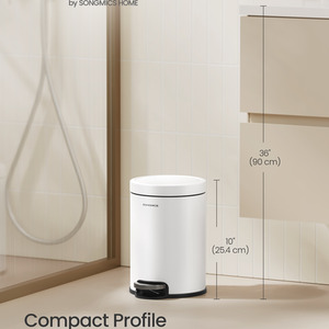 Bathroom Pedal Bin, 0.8 Gallon Steel Toilet Bin with Soft-Close Lid
