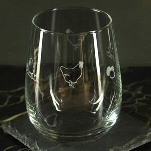 Engraved Set of 4 Gaia 360ml Chicken Pattern Design