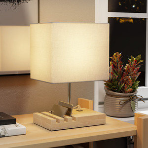 HOMCOM Bedside Lamp with 3 Organiser Slots