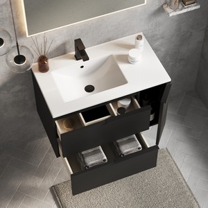 Celtic Duo 800mm Wall Hung Vanity Unit with Lira Basin - Matt Black