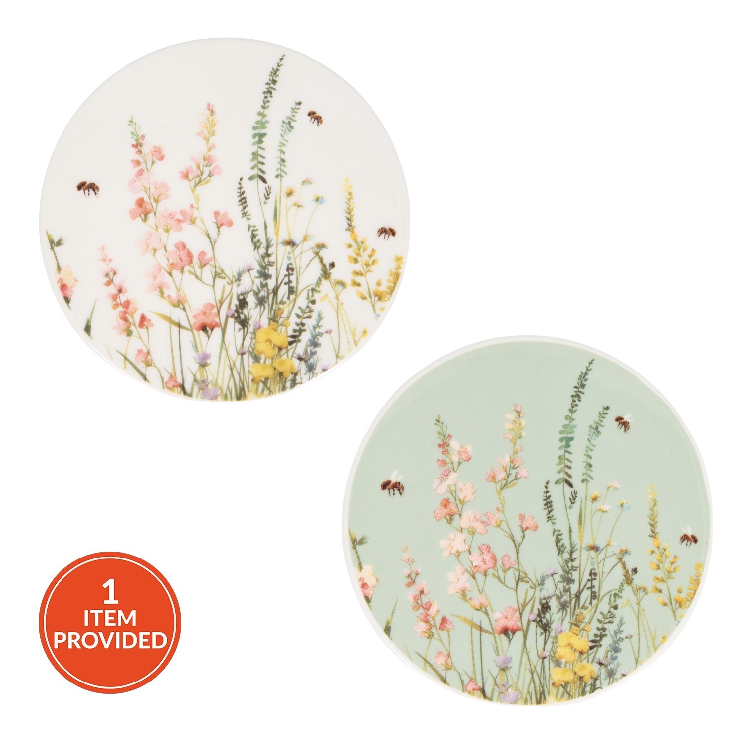 Floral Bees Ceramic Coaster