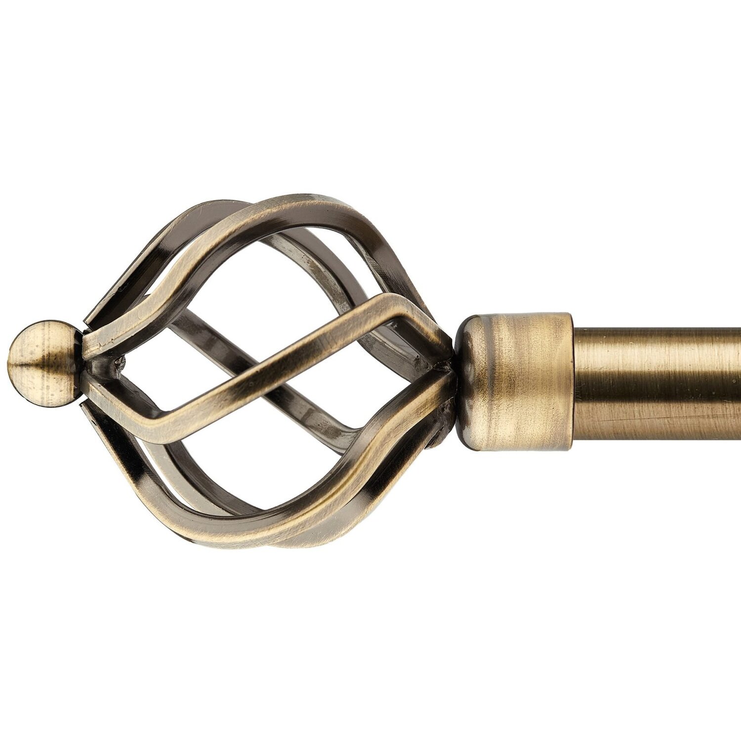 16-19mm Cage Extendable Eyelet Metal Curtain Pole Set - Antique Brass / 120cm