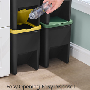 Recycling Bins , Set of 4 Stackable Trash Bins, 20 L Each