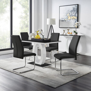 Giovani Glass Dining Table With Four Lorenzo Chairs Set