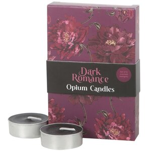 Dark Romance Opium Tealight Candle Set Six Scented Candles for Mood Rituals