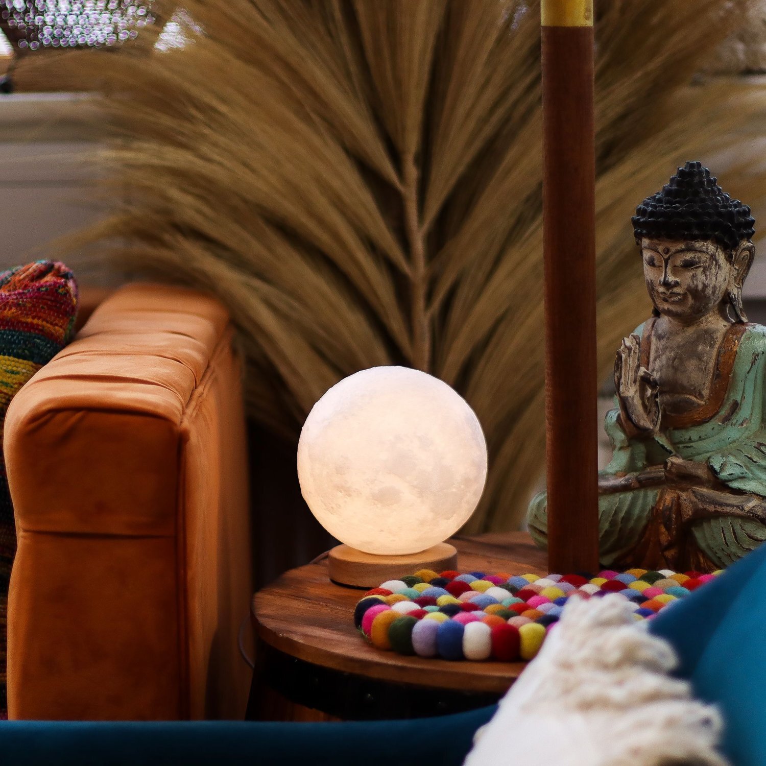 Moon New Wave Usb Lamp Brightness Settings Cratered Surface - White