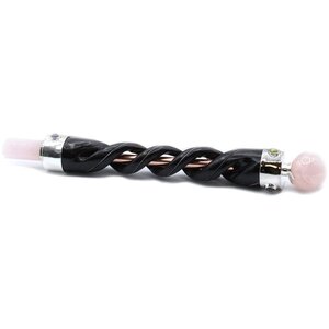 Spiral Carving Rose Quartz Healing Wand with Copper Pipe
