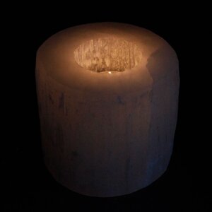 Selenite Candle Holder Translucent Crystal Decor for Home