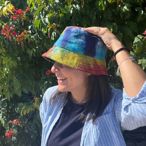 Vibrant Tie-Dye Hemp  Cotton Boho Festival Hat - Sustainable  Stylish